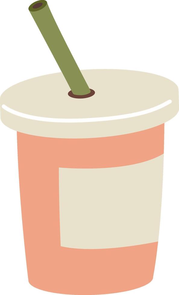 Paper Cup With Drinking Straw vector