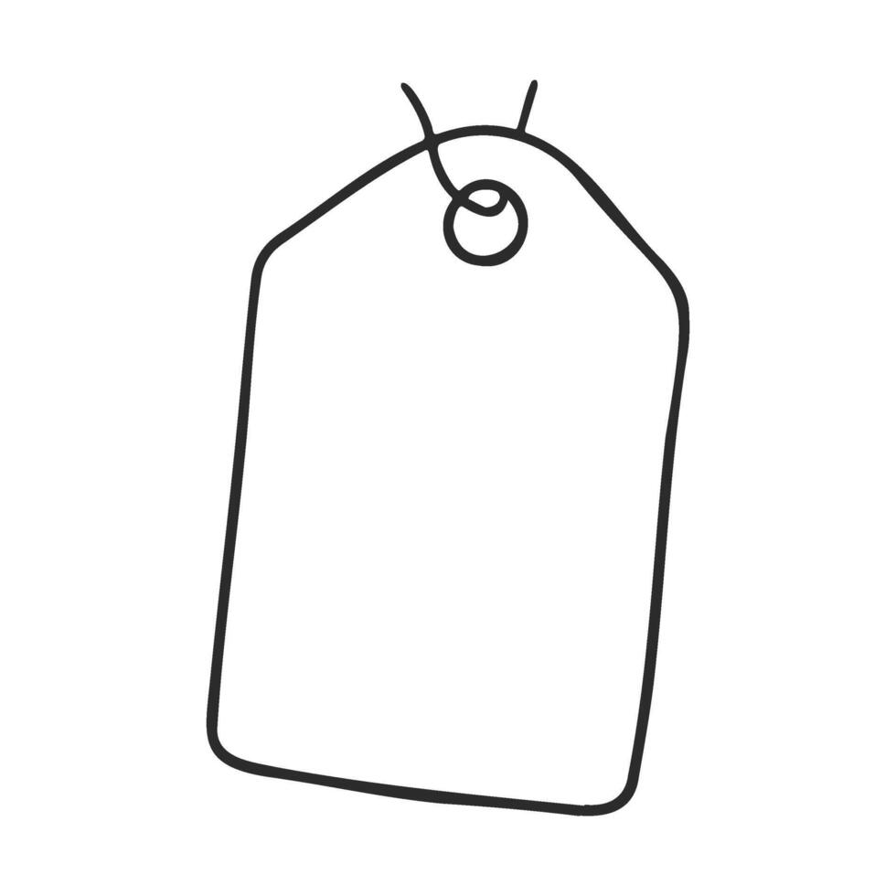 Minimalist blank tag with string and simple outline design vector