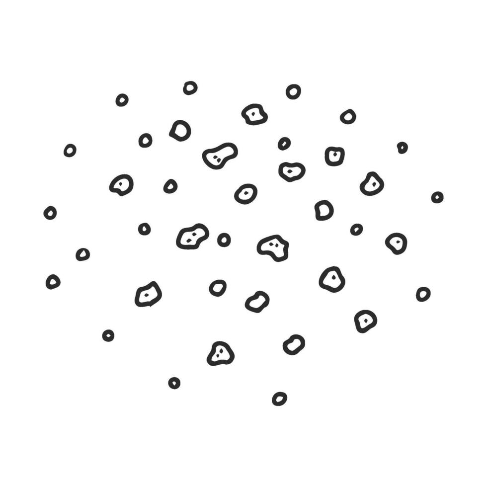 drawn doodle pattern of scattered pebbles on white background vector