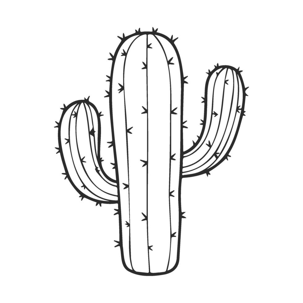 Simple black and white of a saguaro cactus vector