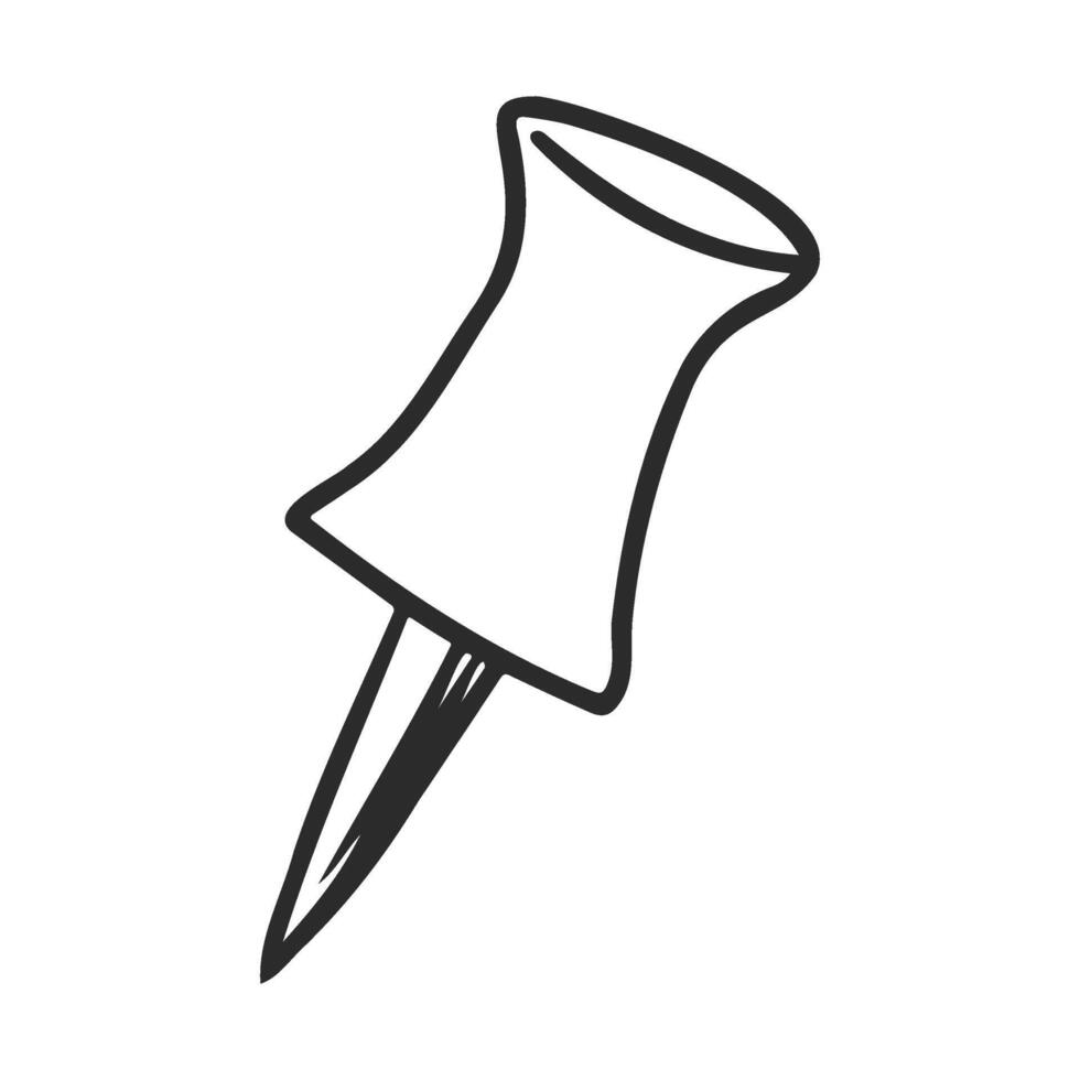 Simple black and white pushpin icon on white background vector