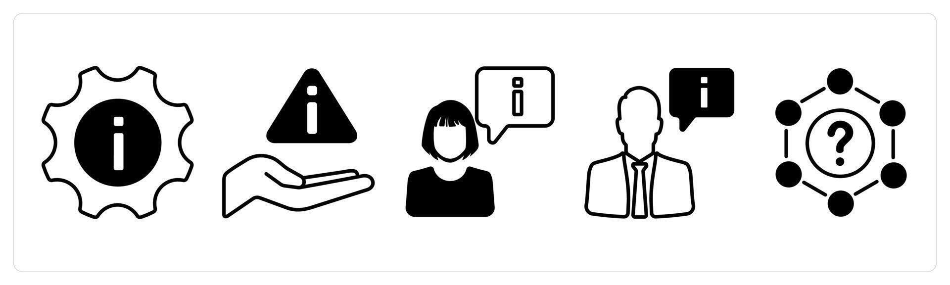 un conjunto de 5 5 mezcla íconos como apoyo, información, cliente apoyo en negro color vector