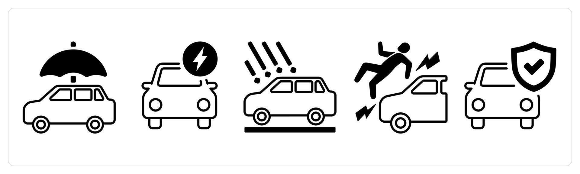 A set of 5 mix icons as car insurance, fast claim, car accident in black color vector