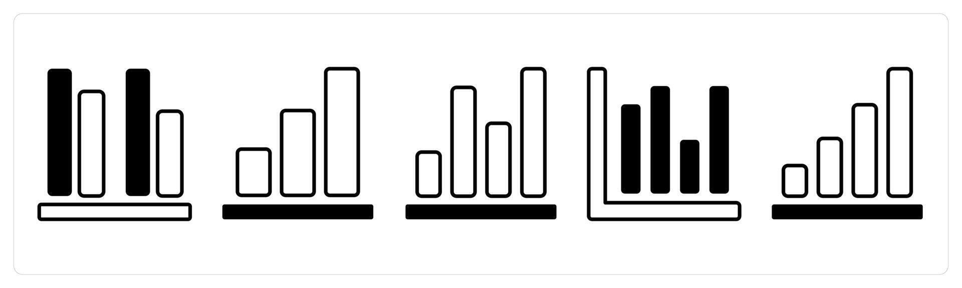 A set of 5 mix icons as organization report, growth chart, statistics in black color vector