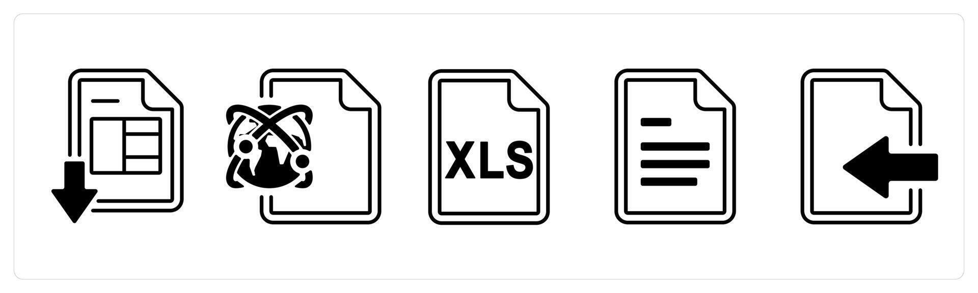 A set of 5 mix icons as download excel sheet, global sheet, excel sheet in black color vector