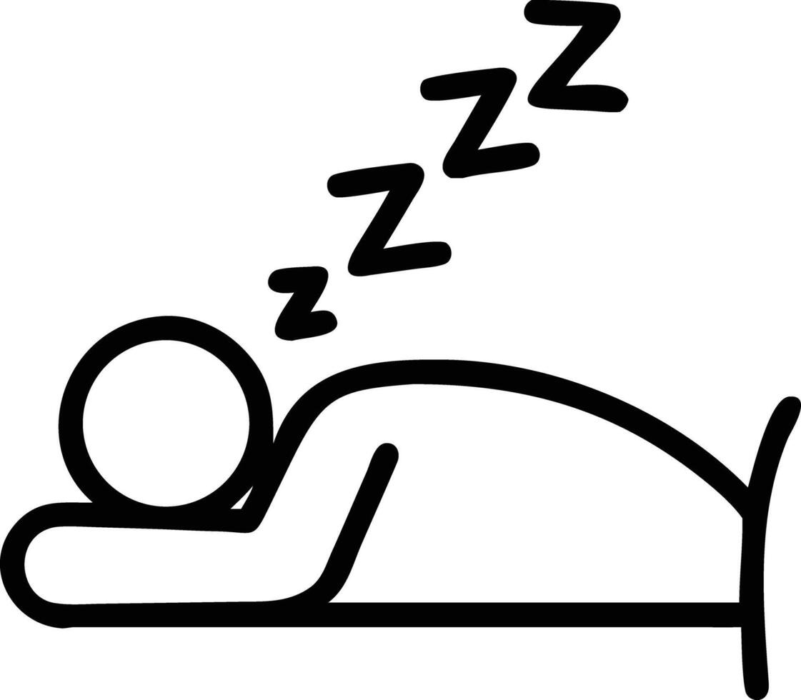 Simple Line Art Stick Figure Sleeping with Zzz Symbols Above Head vector