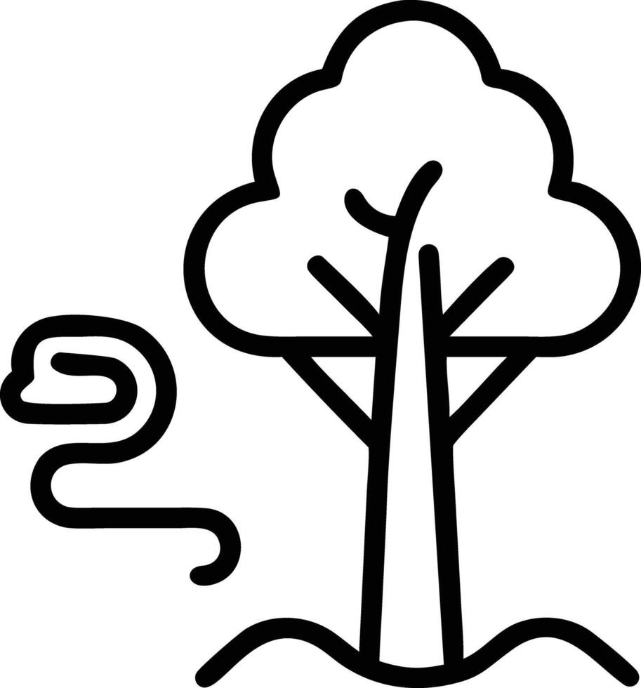 Simple line drawing of tree and snake in natural environment illustration vector