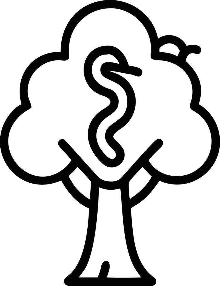 Simple line drawing of tree with snake design art vector