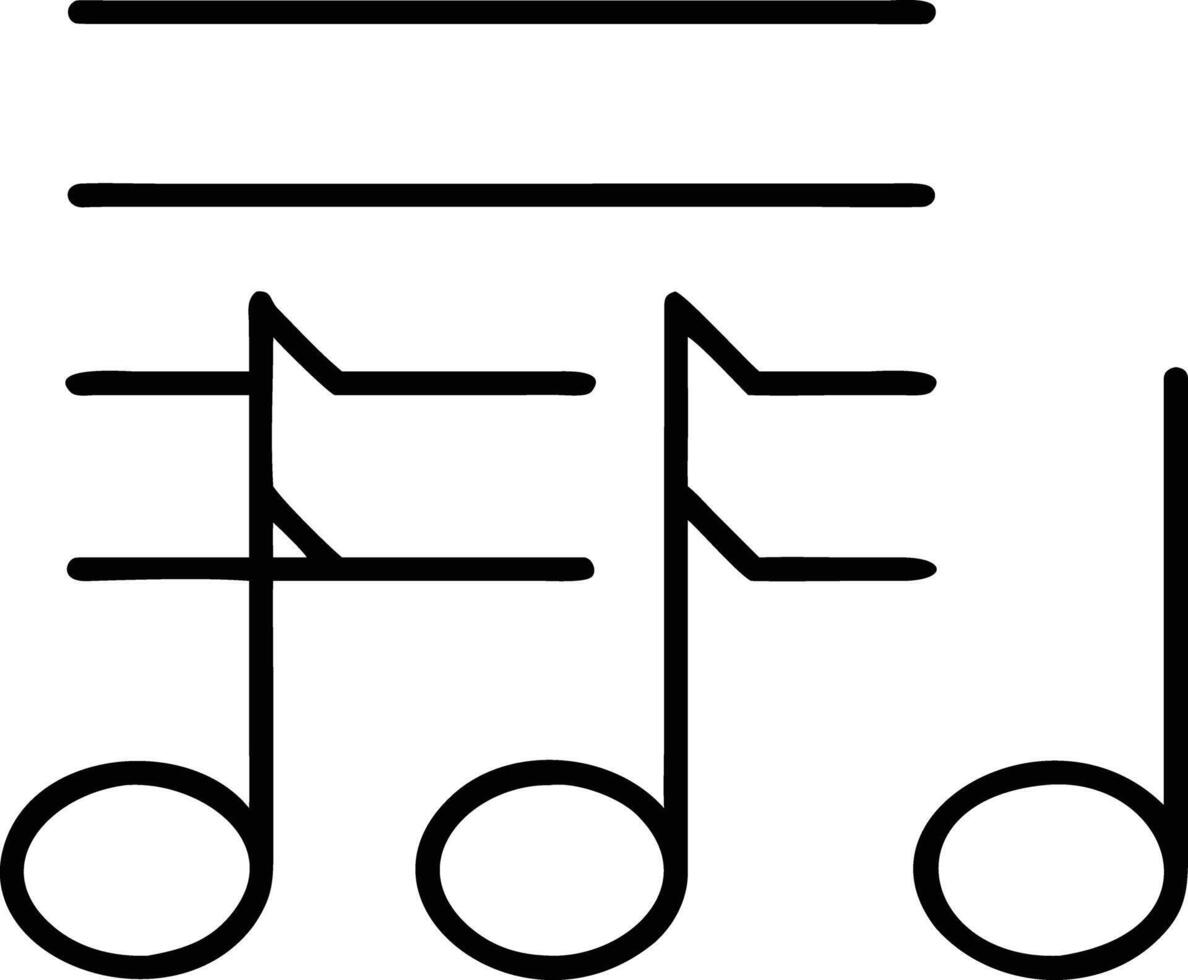 Simple music notes outline with ledger lines symbol for educational resources vector