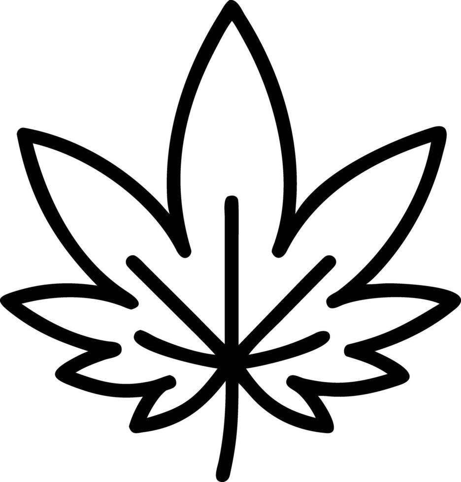 Simple outline drawing of leaf with pointed lobes clip art vector