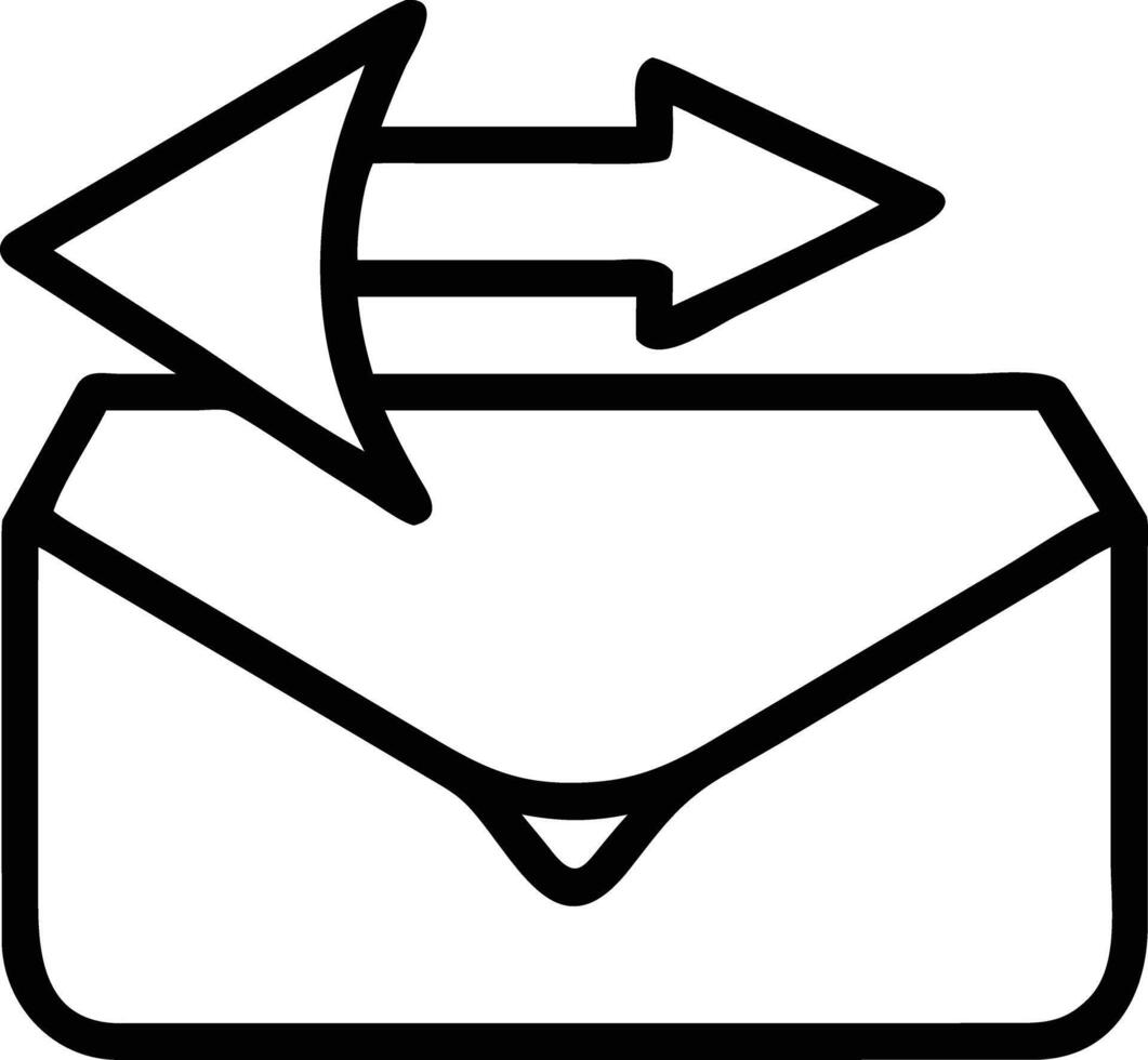 Simple outline email sending icon with arrows for UI design project vector