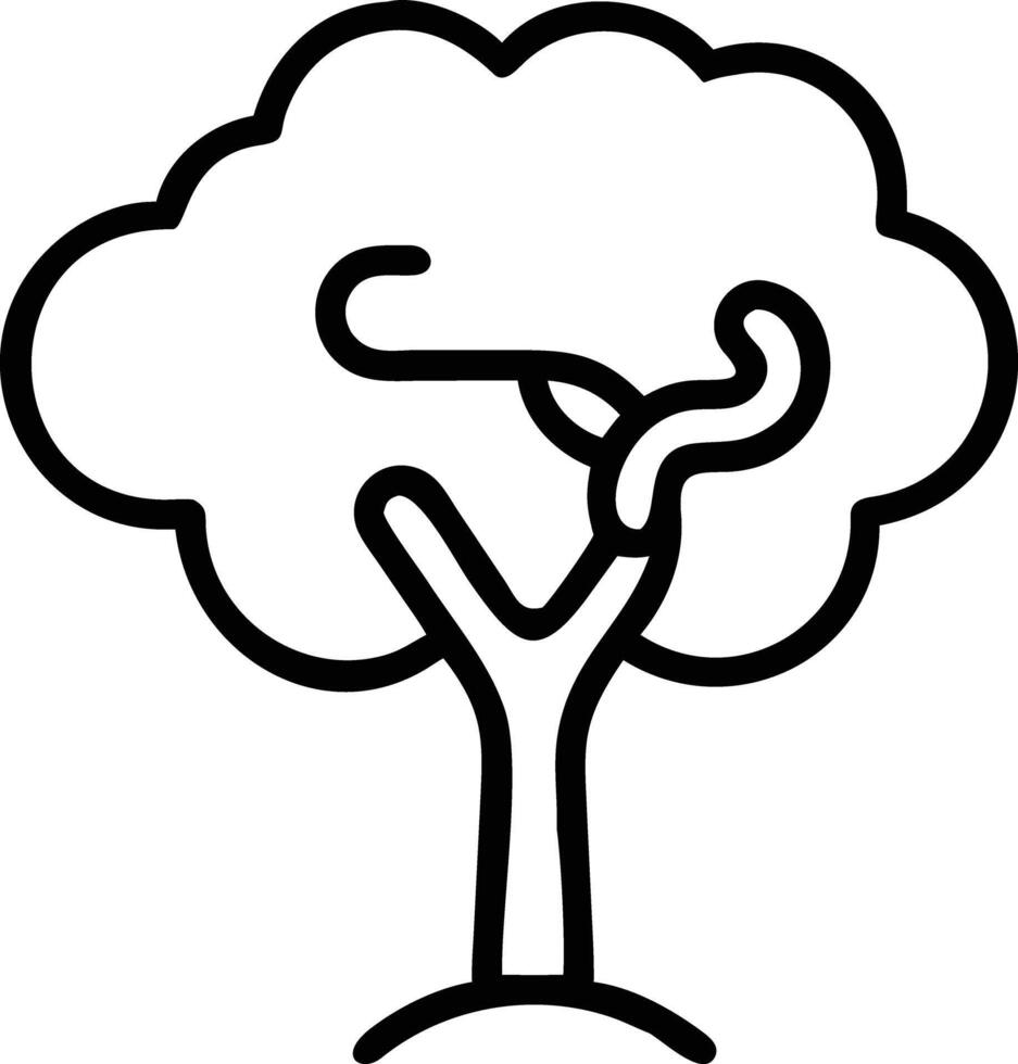 Simple outlined tree illustration for logo, icon, or element vector