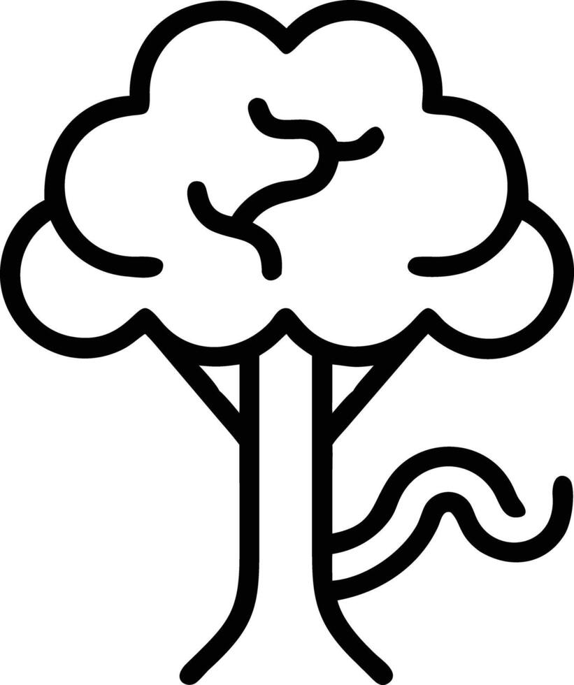 Simple tree outline illustration, minimal nature icon, black tree symbol design vector