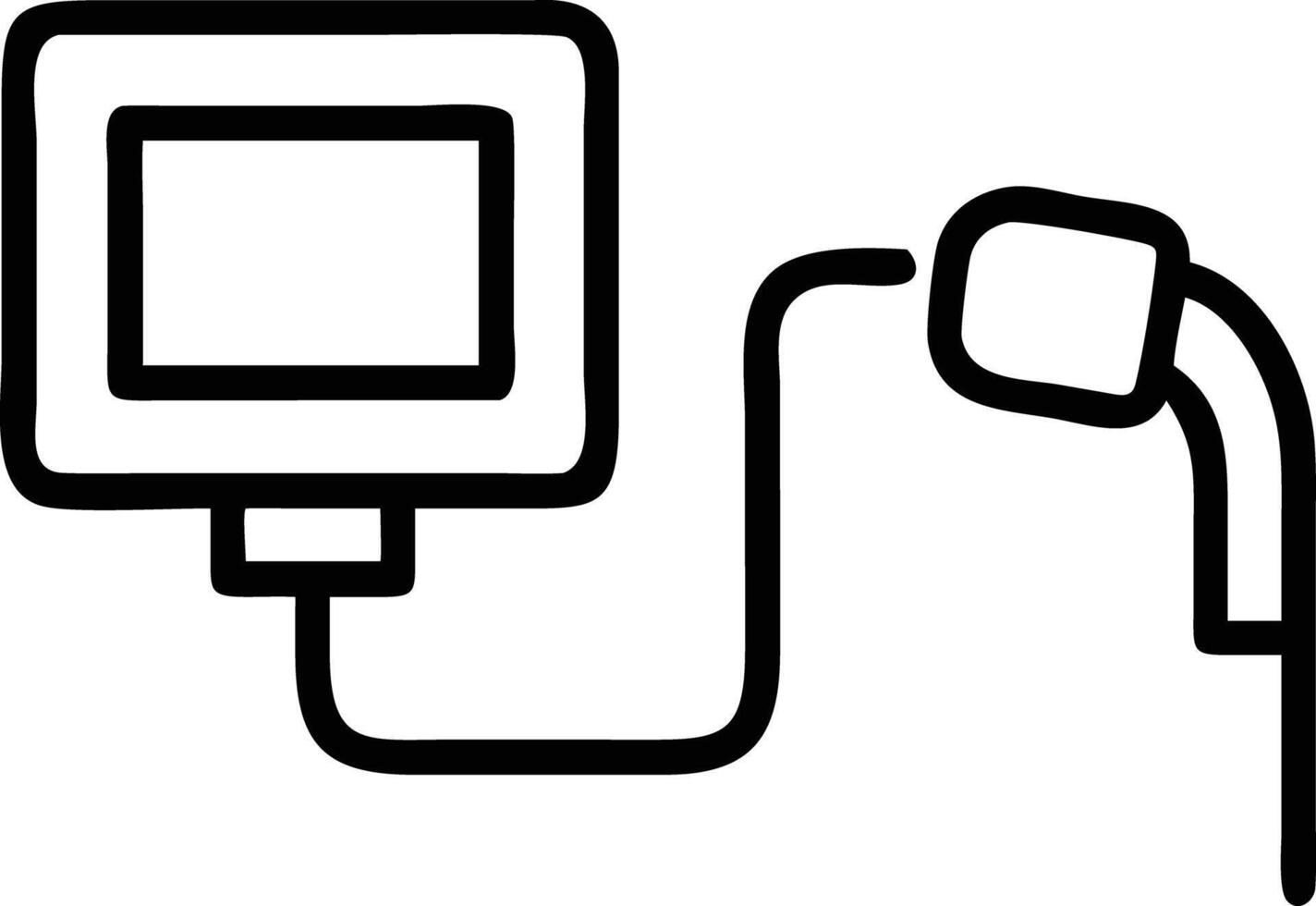 Square monitor with cable and plug in a simple doodle style vector