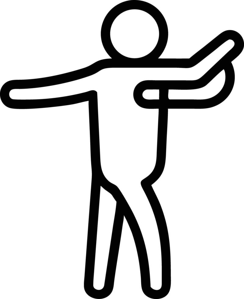 Stick figure balancing or dancing with outstretched arms in simple line art vector