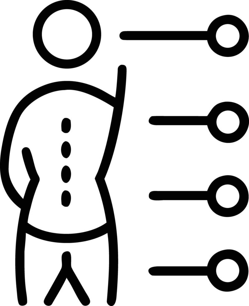 Stylized human figure with checkmarks line icon for user interface vector