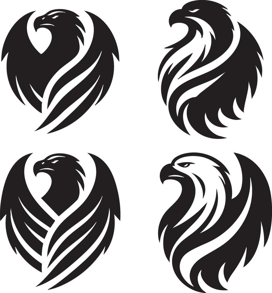 Majestic Eagle Bird Logos Set for Graphic Design Projects vector