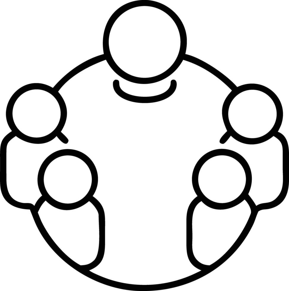 Teamwork circle outline icon, collaboration concept, teamwork and unity symbol vector