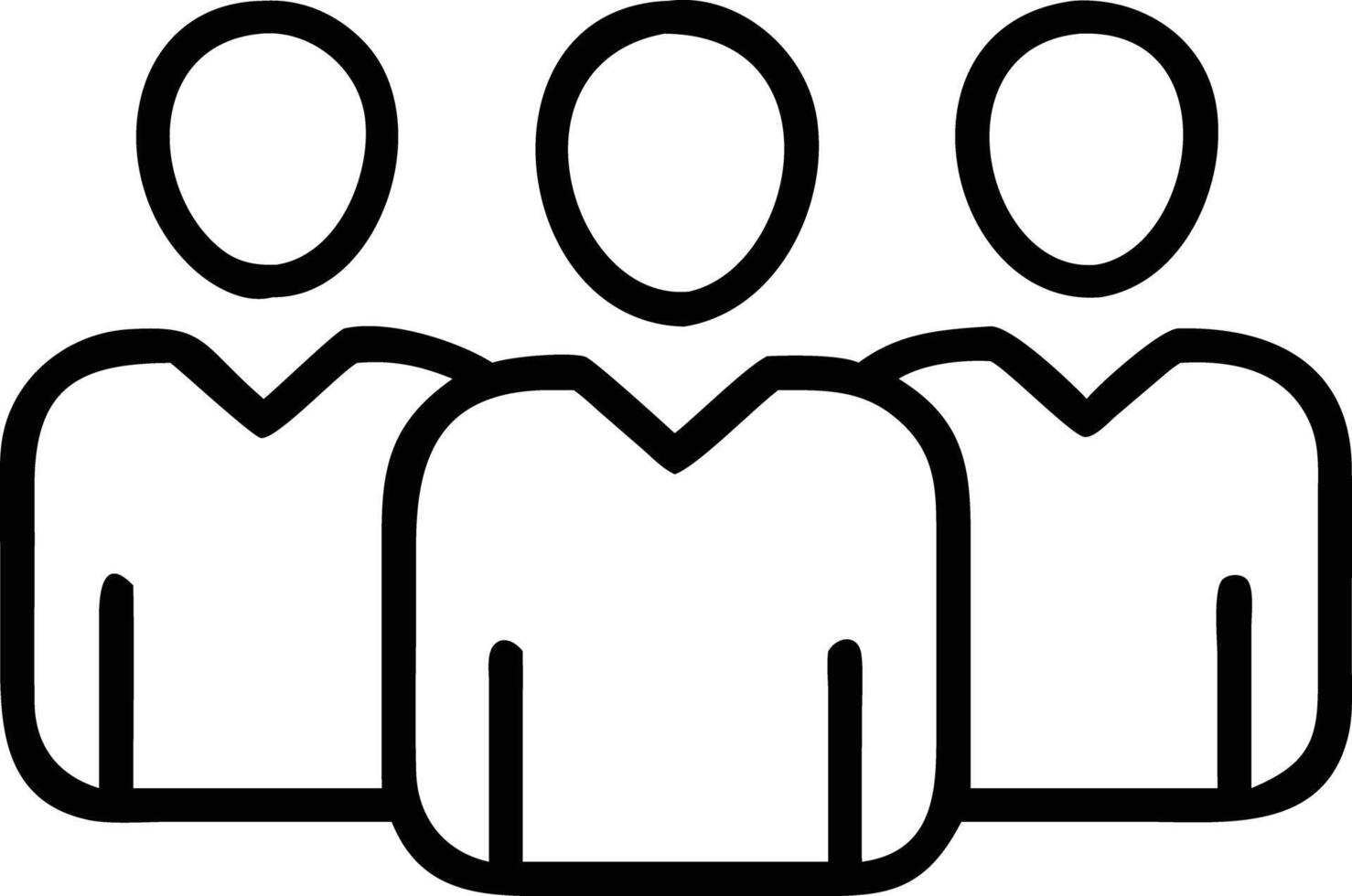 Teamwork group of three people outline icon for user interface vector
