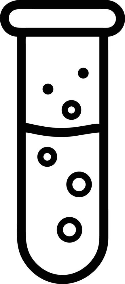 Test tube with liquid and bubbles in simple outline style chemistry icon vector