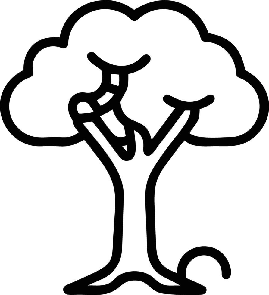 Tree trunk illustration with leaves outline nature element clip art vector