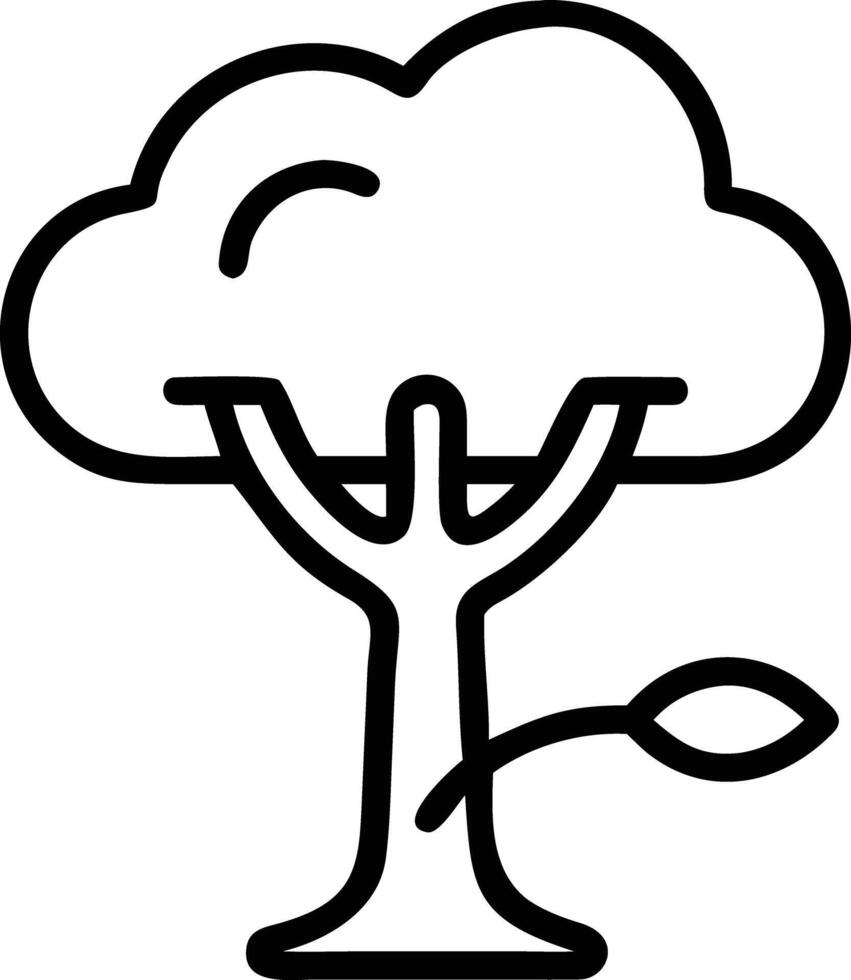 Tree with a single leaf simple outline icon for nature design vector