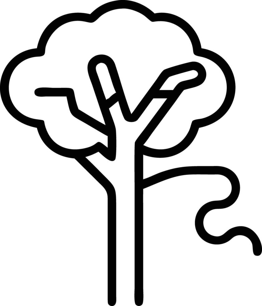Tree with rounded foliage in a bold line art style minimalist vector
