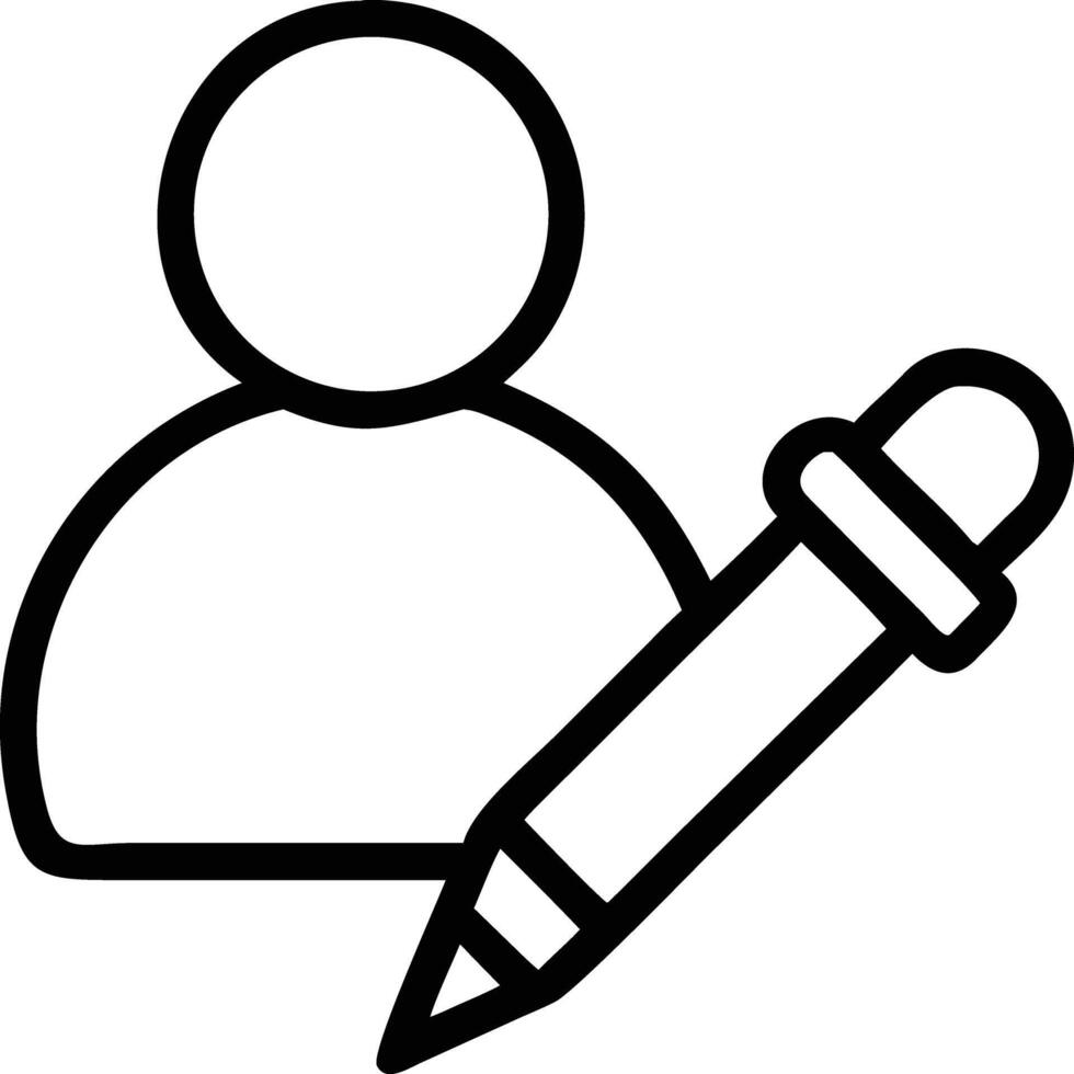 User icon with pencil outline illustration for profile editing or creation vector