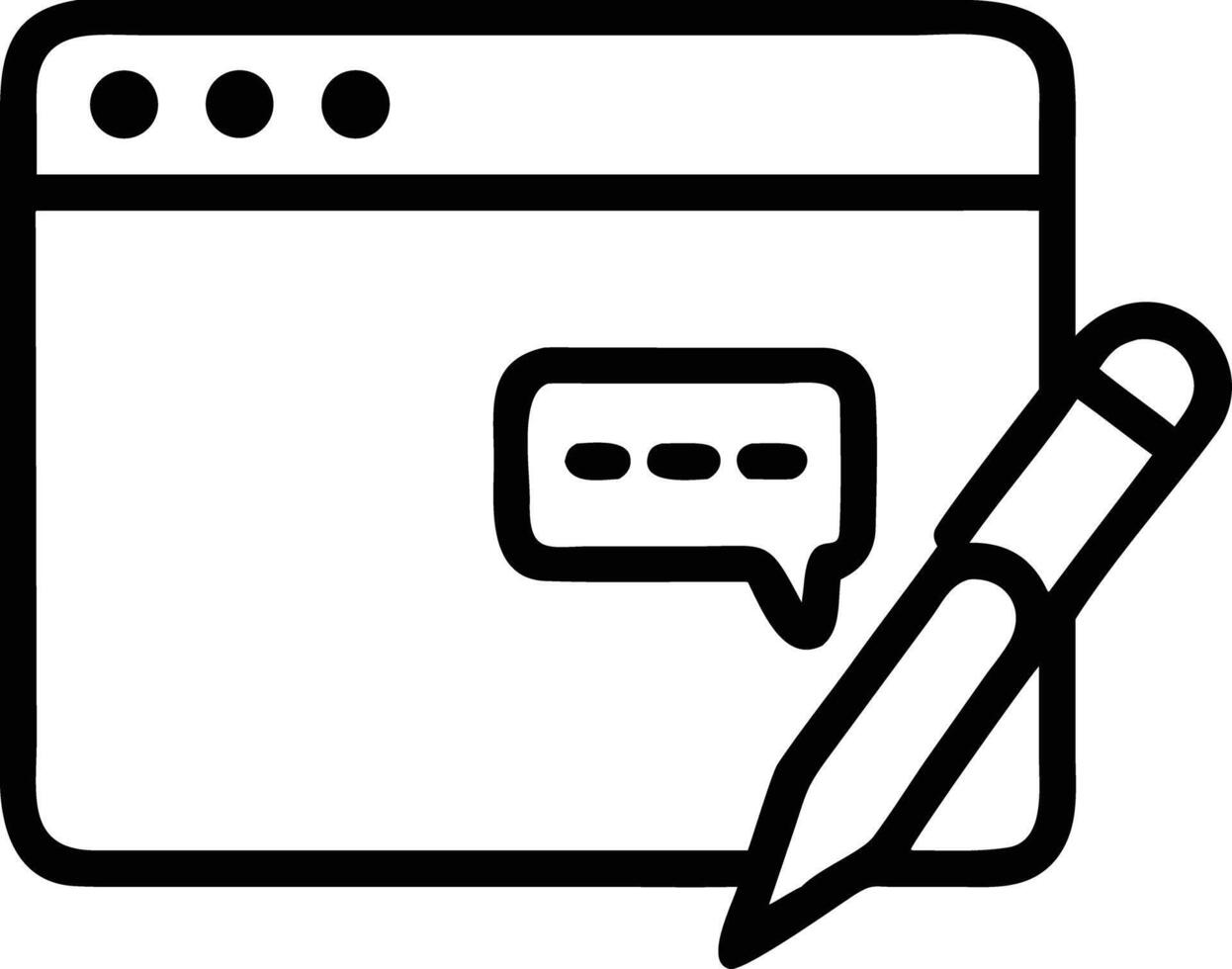 Website page with comment and pencil icon in outline style for creative projects vector