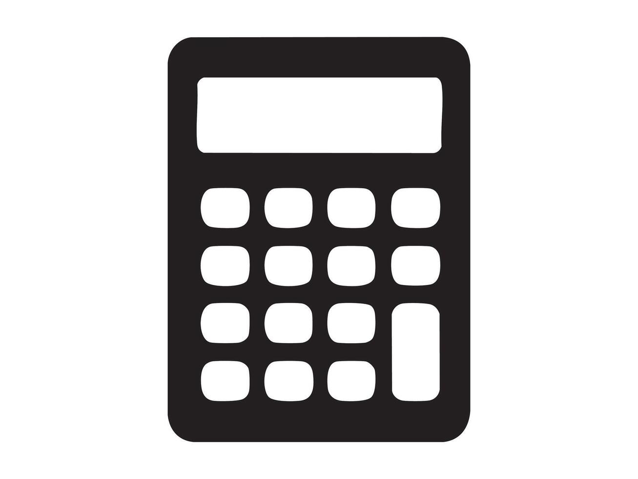 Black silhouette of calculator icon isolated on white background. concept of electronic device, math tool, finance, calculation, digital gadget, design element vector