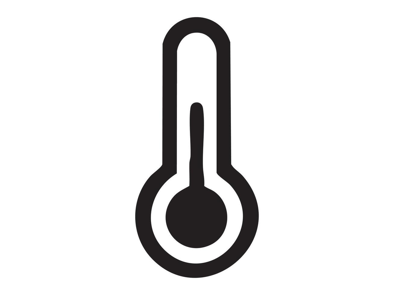 Black silhouette of thermometer icon, isolated on white background. concept of weather, temperature, climate, heat measurement, hot, cold, healthcare, science, graphic symbol vector