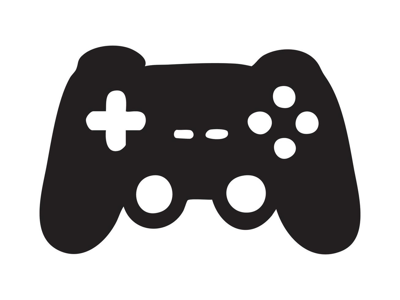 Black silhouette of game controller isolated on white background. concept of gaming, console, joystick, entertainment, icon, hobby, technology, design element, kids toy vector