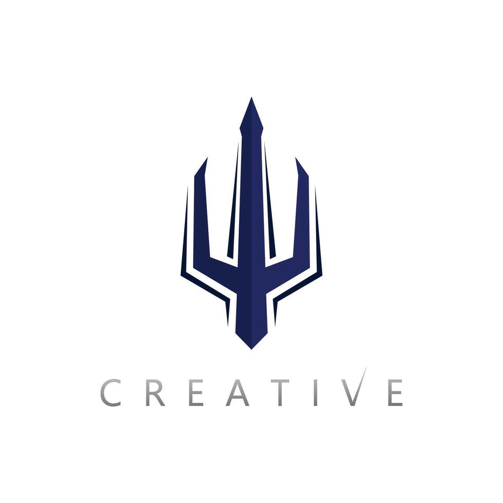 Trident Marine Weapon Logo Concept with Ocean Waves and Mythical Power Elements vector