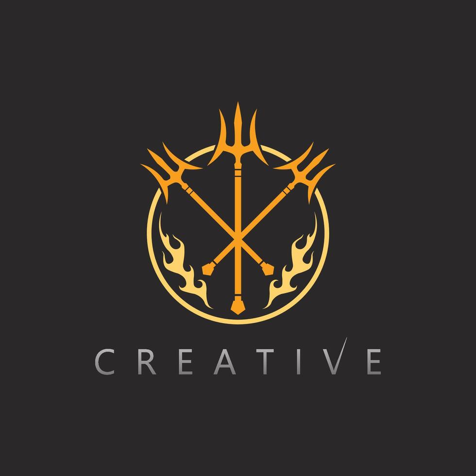 Mythical Ocean Trident Logo Concept for Fantasy Brand and Gaming Icon Identity vector