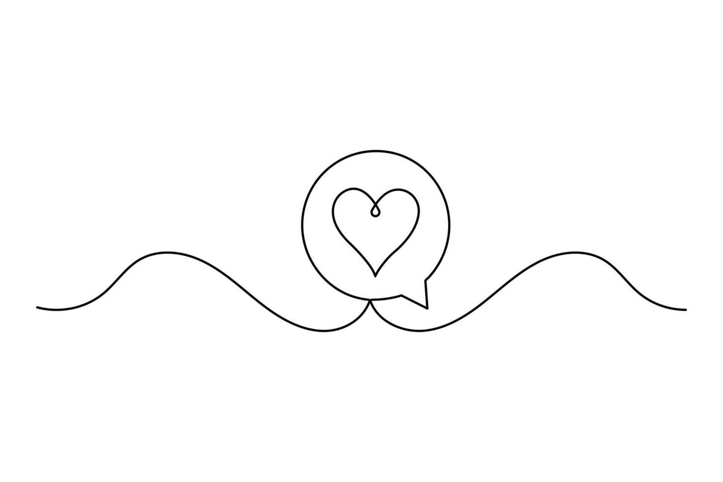 One line drawing of speech bubble icon in simple abstract minimal outline isolated illustration vector