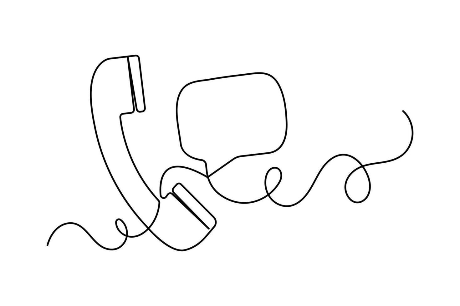 One line art of speech bubble shape in clean minimalist outline design isolated on white surface vector