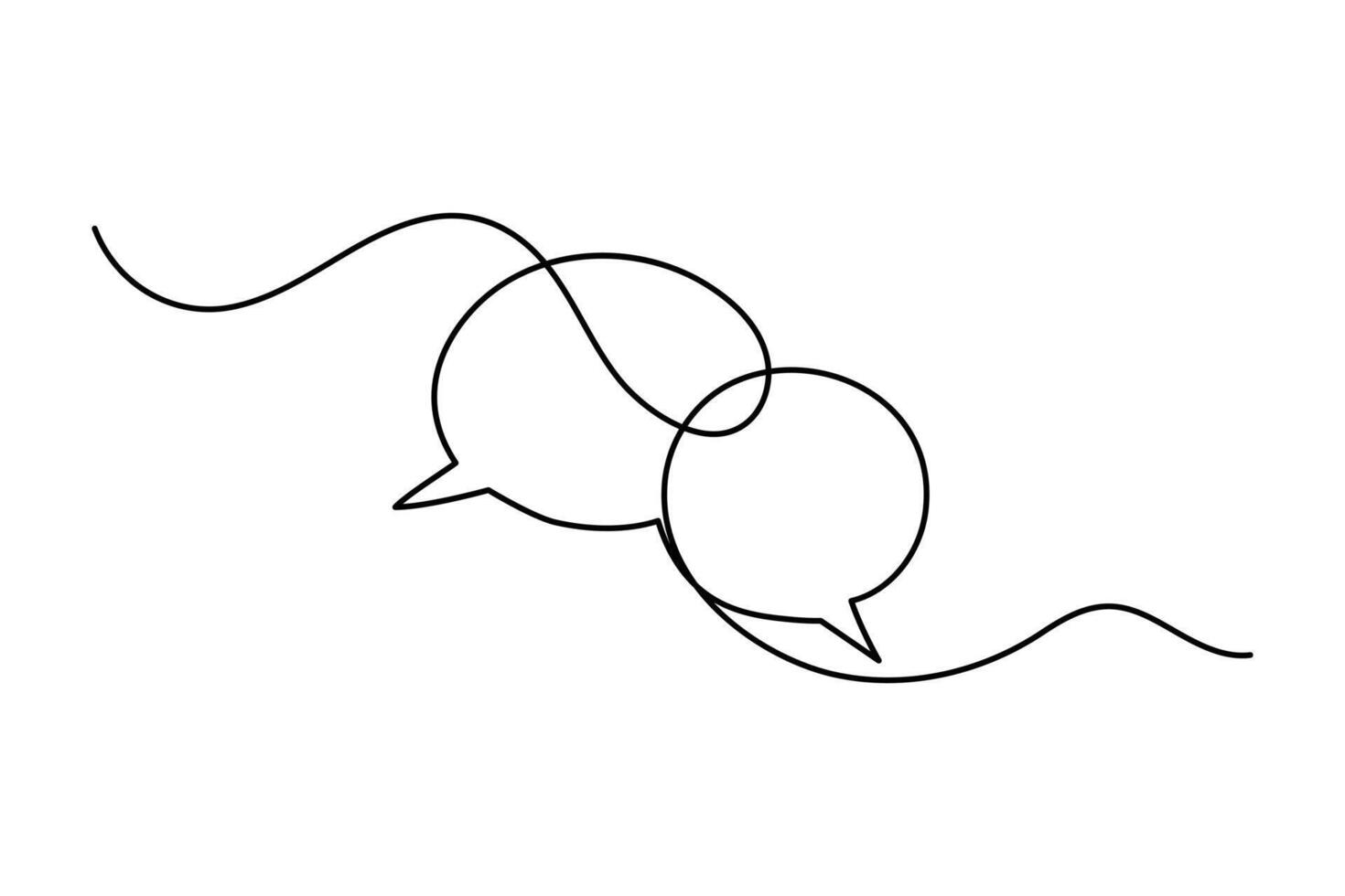 Simple one line sketch of speech bubble outline in modern minimal isolated design on white vector