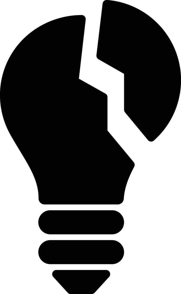 broken lamp icon illustration isolated sign symbol. broken light bulb with a broken piece of paper inside vector