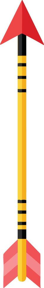 Arrow with red tip and fletching in simple flat style for graphic design and decoration vector