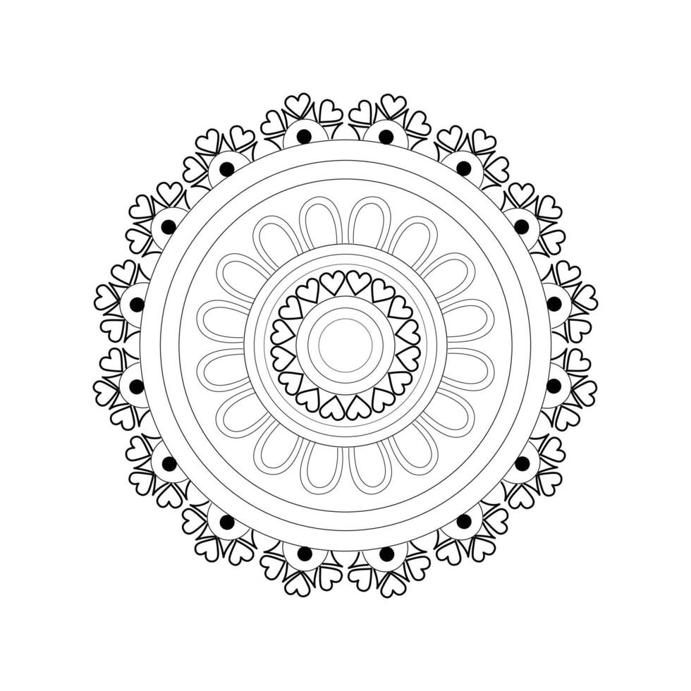 Intricate Cat Mandala Design with Geometric Patterns Floral Elements and Symmetrical Composition Featuring Black White and Colorful Accents Suitable for Coloring Pages vector