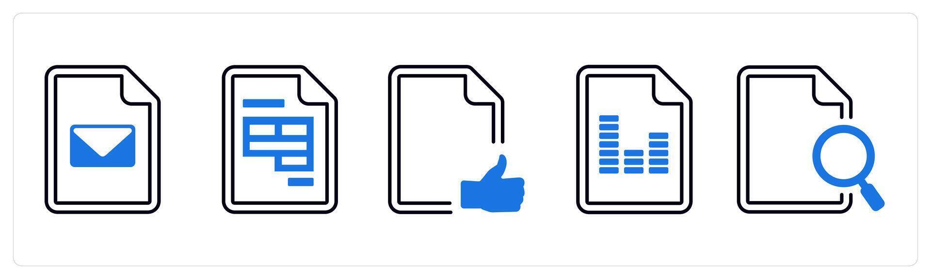 un conjunto de 5 5 mezcla íconos como correo, sobresalir, aprobado en azul color vector