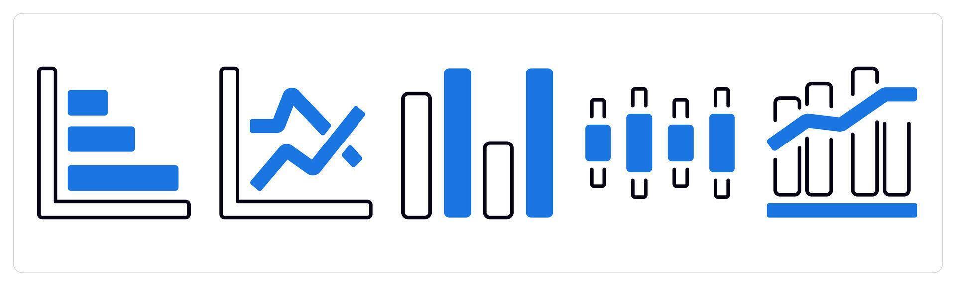 A set of 5 mix icons as horizontal chart, sales report, sales analytics in blue color vector