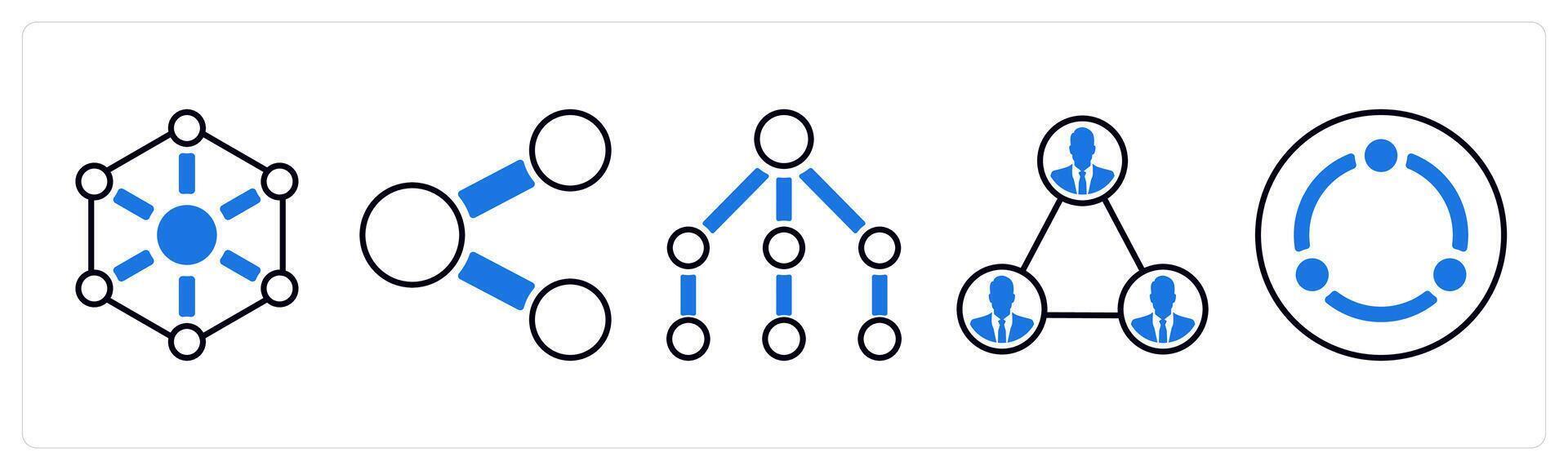 A set of 5 mix icons as connection, share, networ in blue color vector