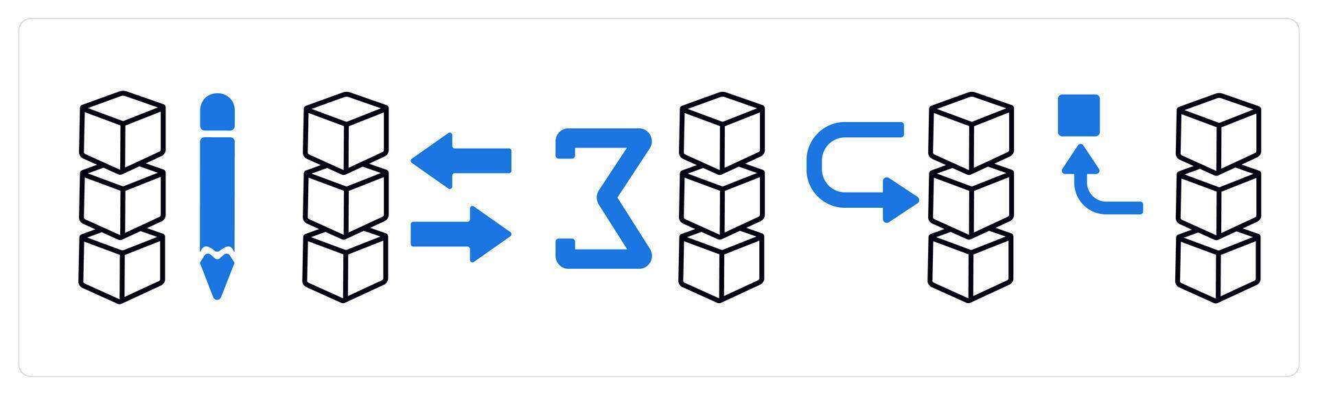 A set of 5 mix icons as edit drive data, share data, sum of drive in blue color vector