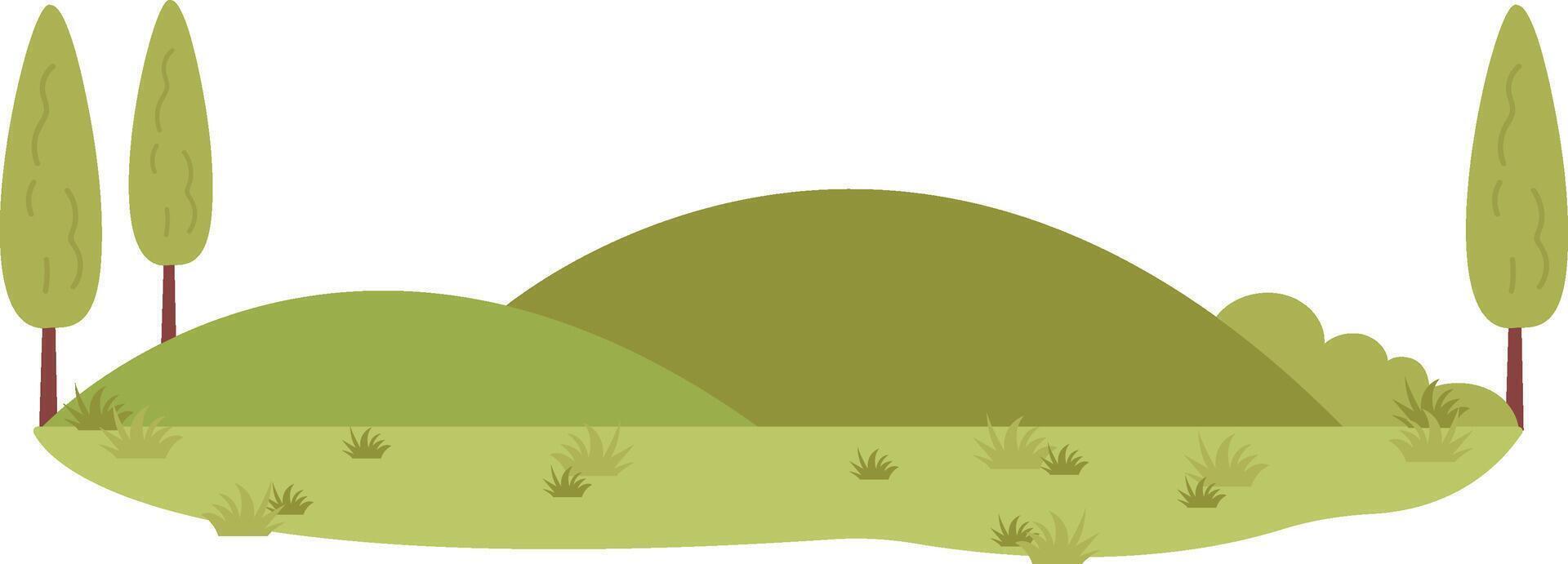 Field With Trees Landscape Flat Illustration Hand Drawn Icon vector