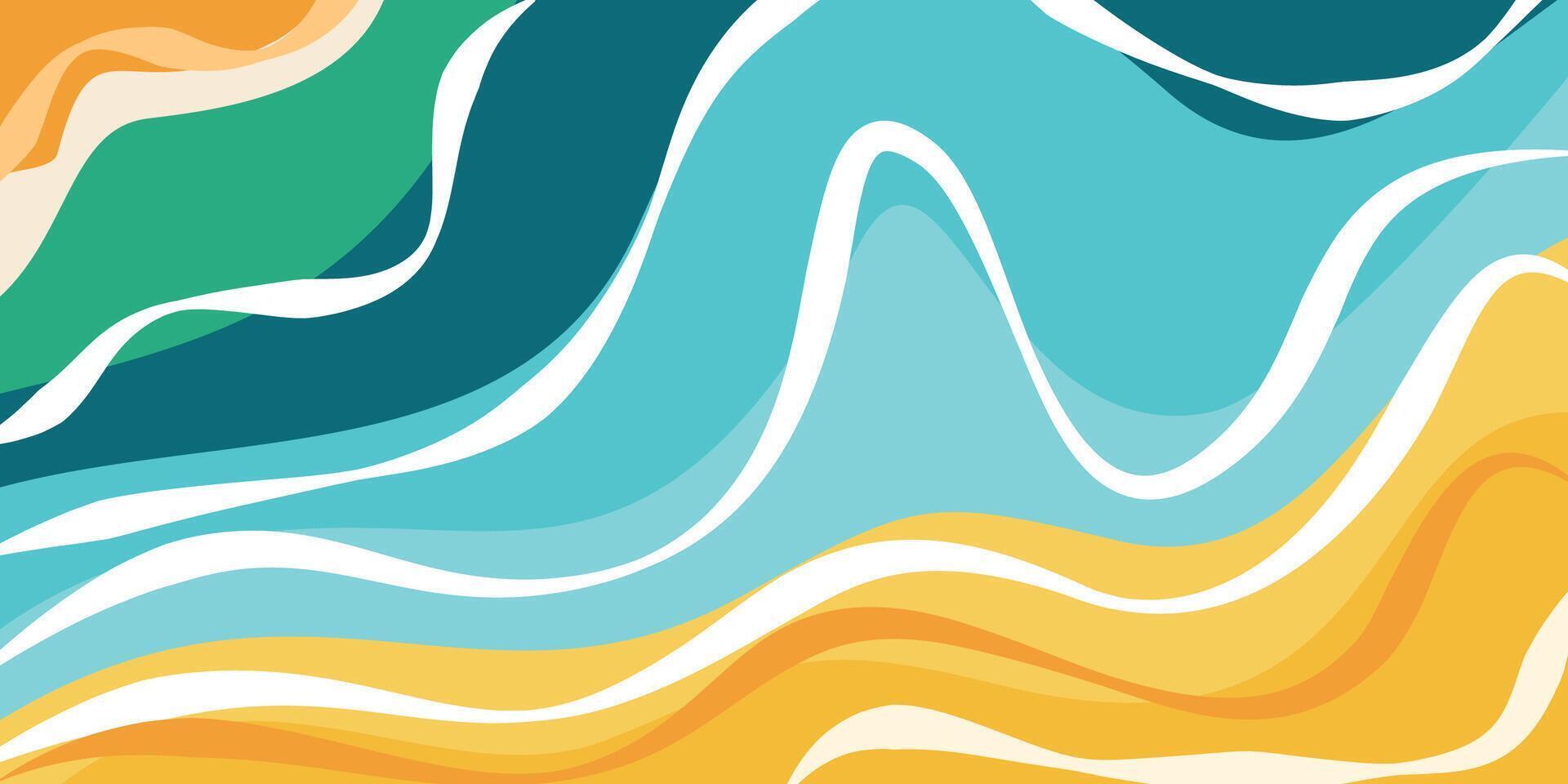 Colorful Abstract Wavy Lines Background in Summer Tones vector