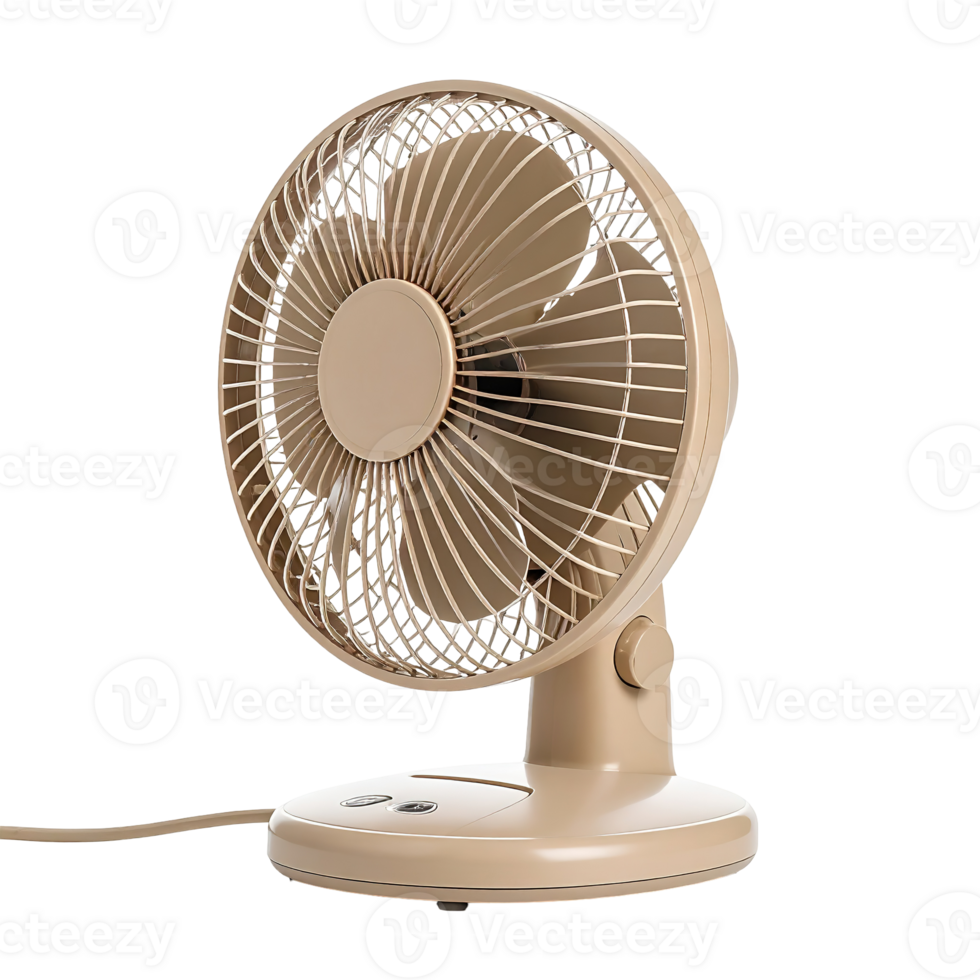 Beige table fan with a wire cord. isolated on a transparent background. png