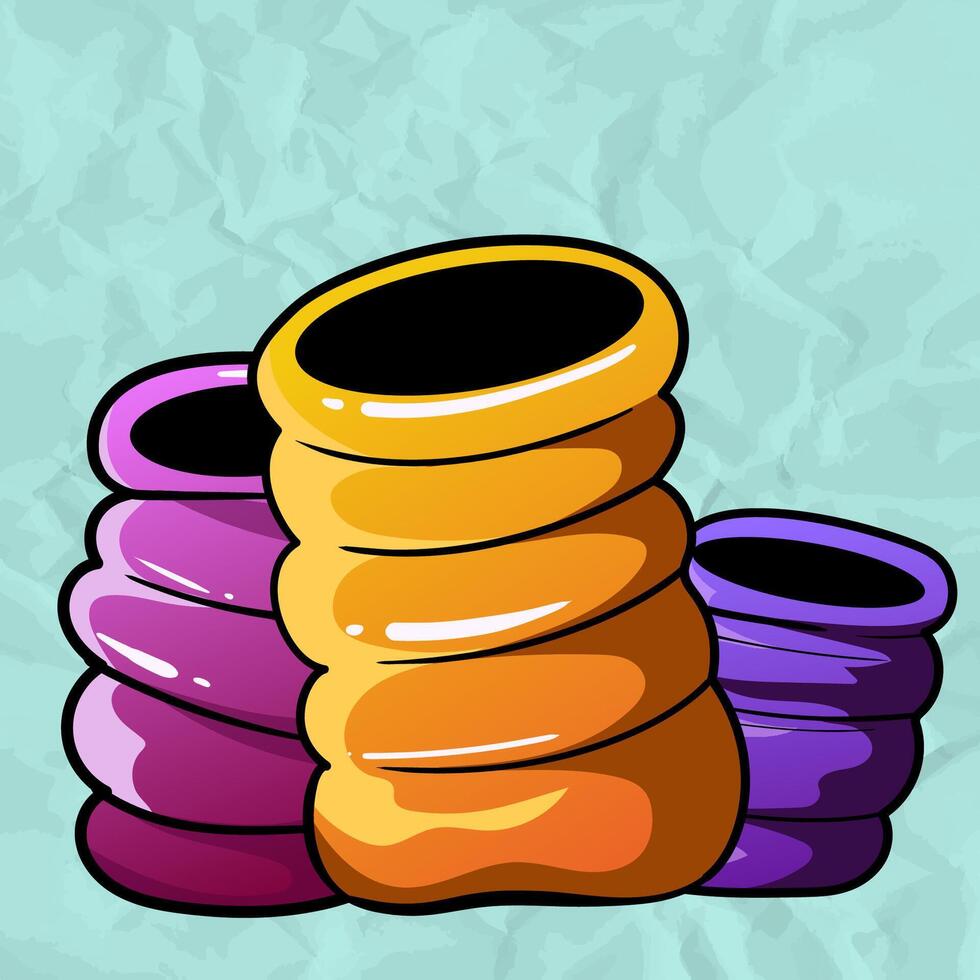 Colorful stacked pots illustration vector