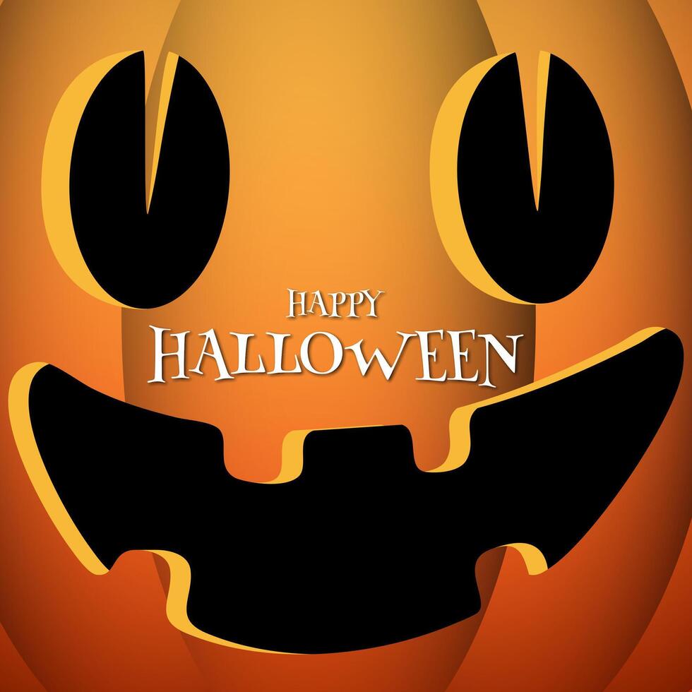 Happy Halloween text with orange big scary and smiling pumpkin banner design image illustration. vector
