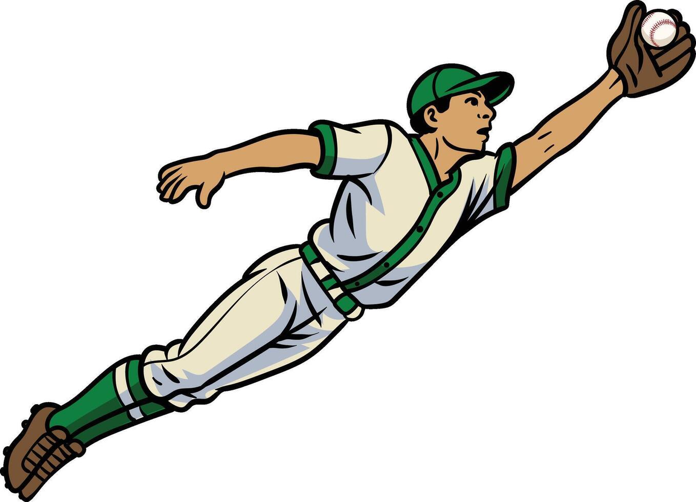 retro illustration style of a baseball player jumping vector